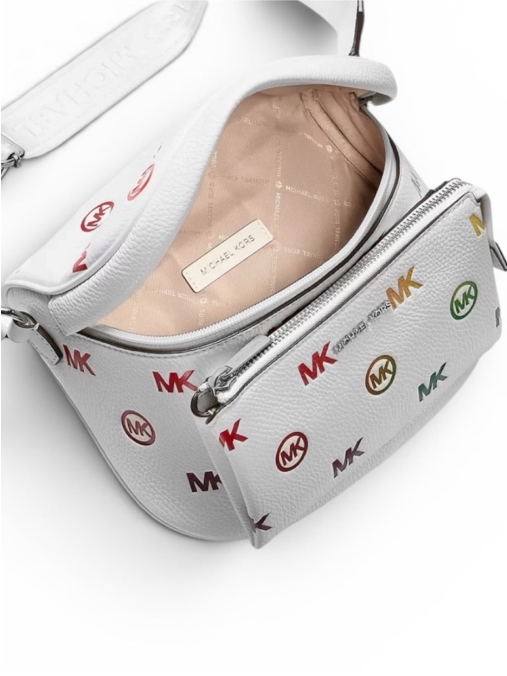 Michael Kors Slater Medium Rainbow Logo Embossed Sling Pack - Picture 2 of 3